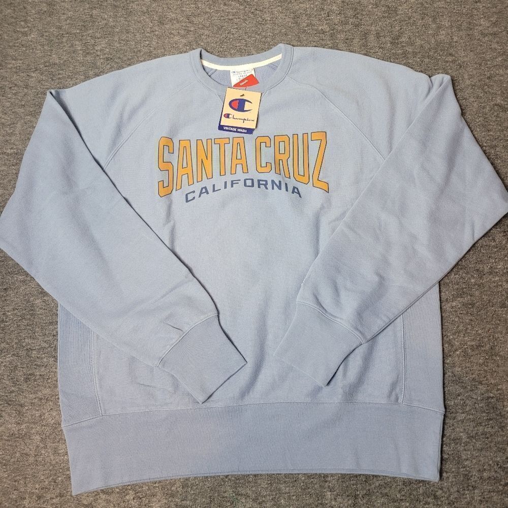 Vtg Champion Reverse Weave Santa Cruz California Size L Blue Crewneck Sweatshirt